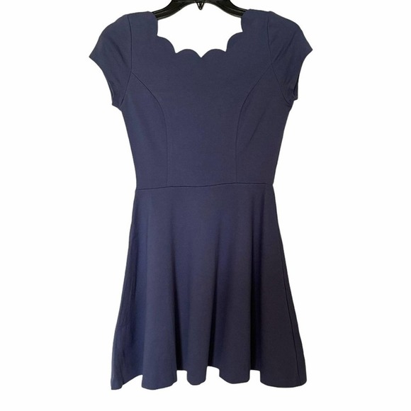 love...ady Dresses & Skirts - Love...Ady Blue Scallop Neckline Fit and Flare Dress Cap Sleeve Women's Size XS